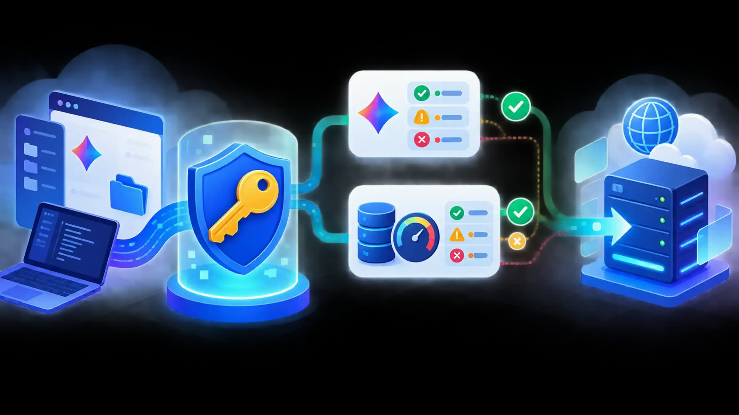 A protected Gemini API key linking a developer project to Free Tier verification steps