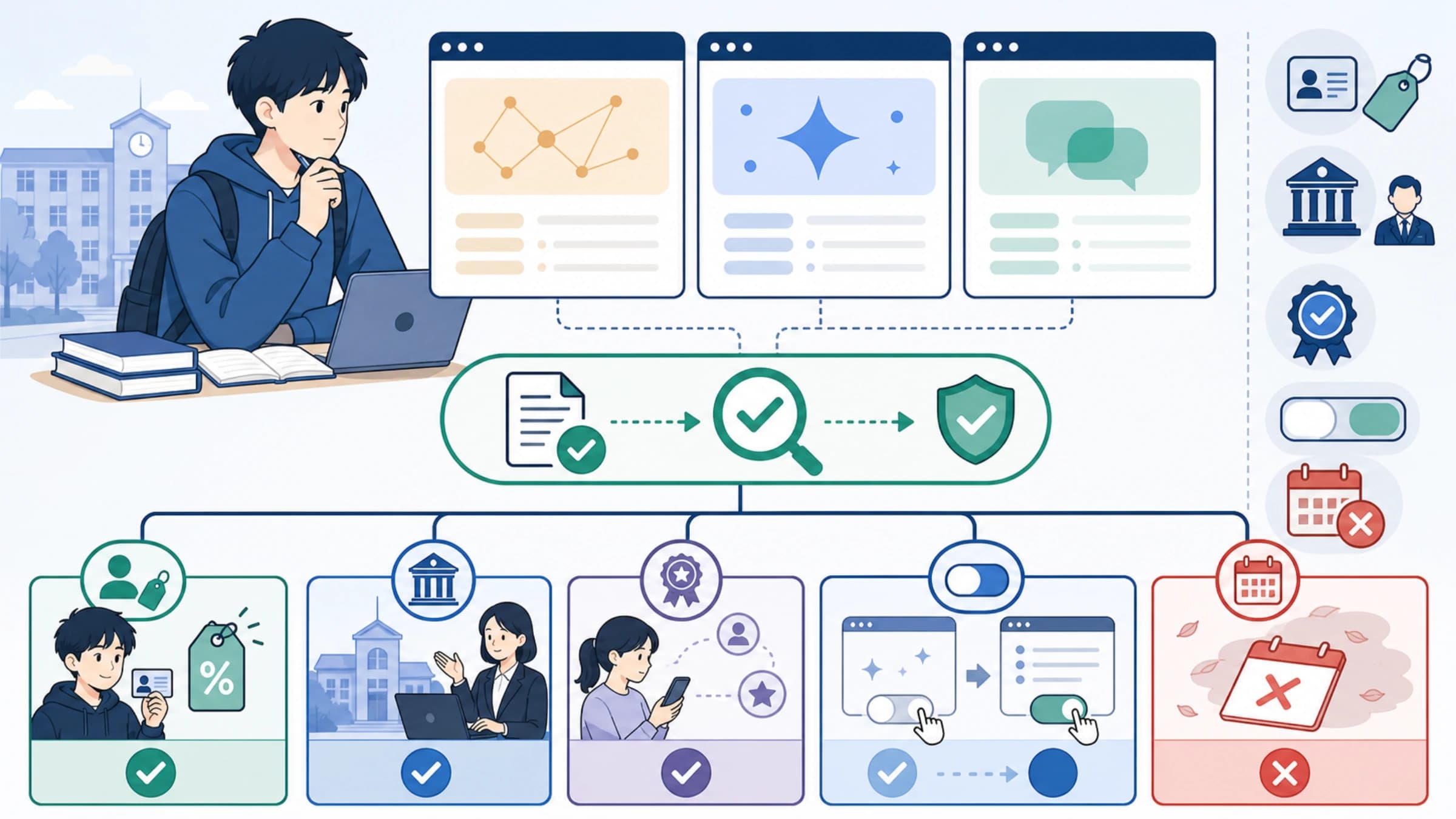 日本の学生がClaude・Gemini・ChatGPTの学割と利用条件を比較する案内
