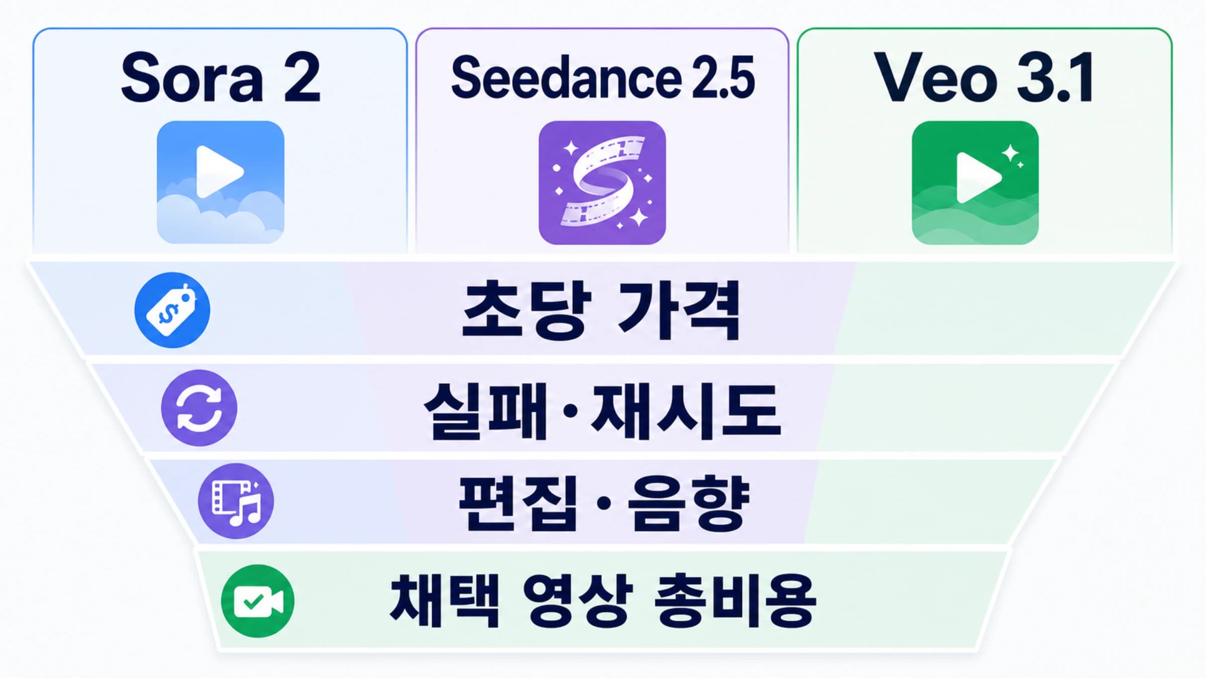 Sora 2, Seedance 2.5, Veo 3.1의 접근성과 실제 제작 비용 비교
