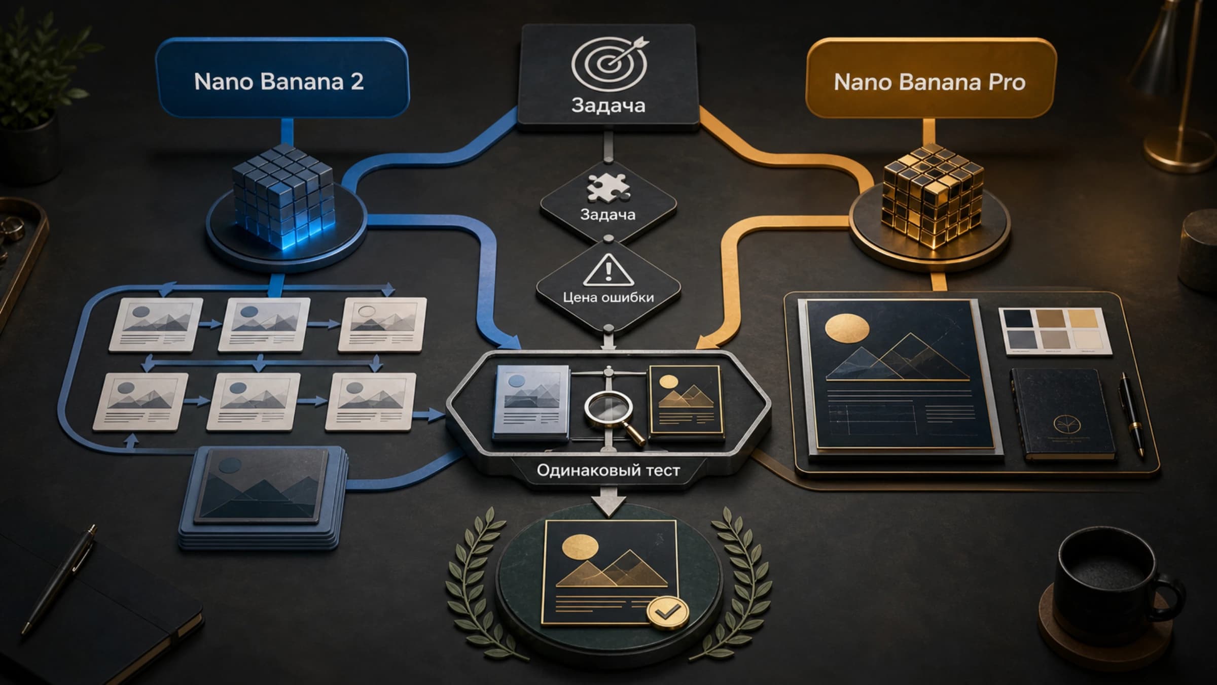 Выбор между Nano Banana 2 и Nano Banana Pro по задаче, цене ошибки и результату одинакового теста