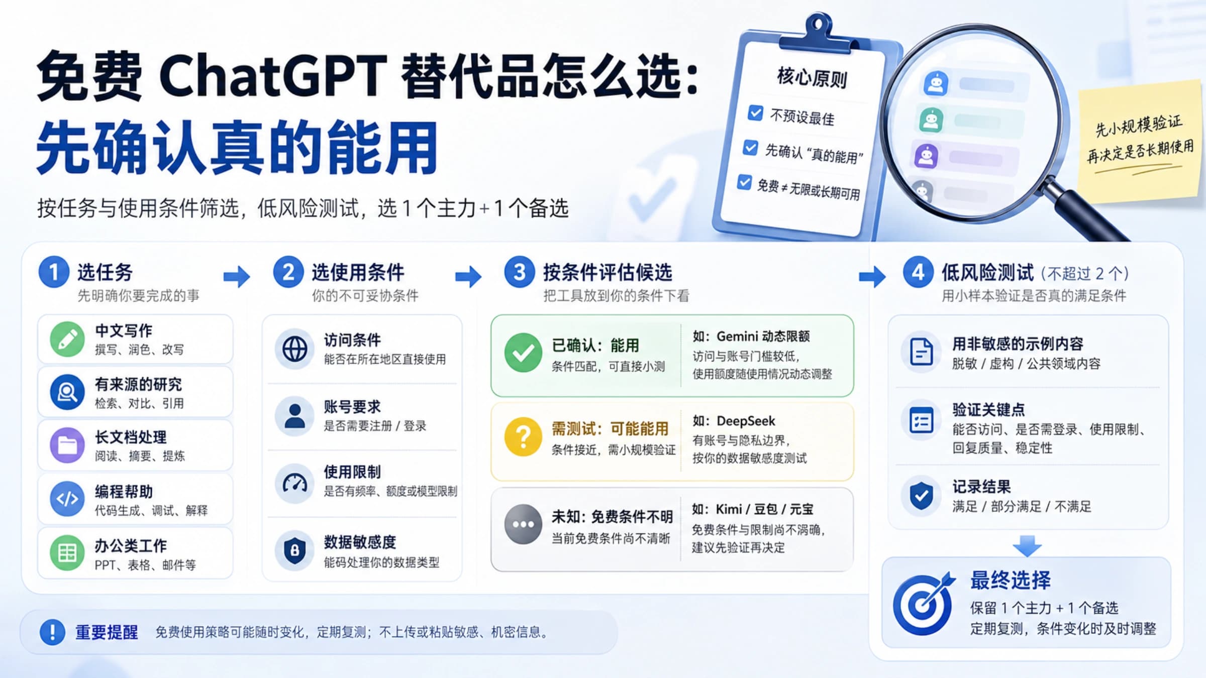 按任务与使用条件筛选真正可用的免费 ChatGPT 替代品