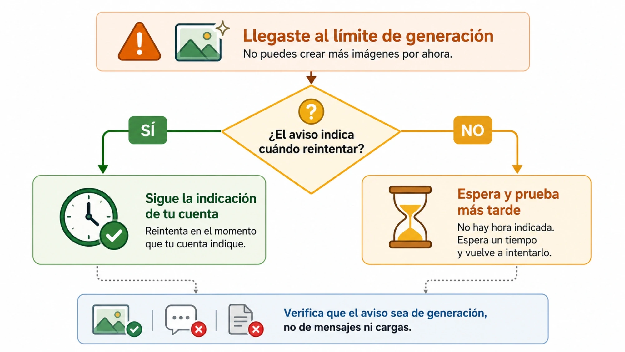 Cómo interpretar el aviso de límite de creación y decidir cuándo volver a intentarlo