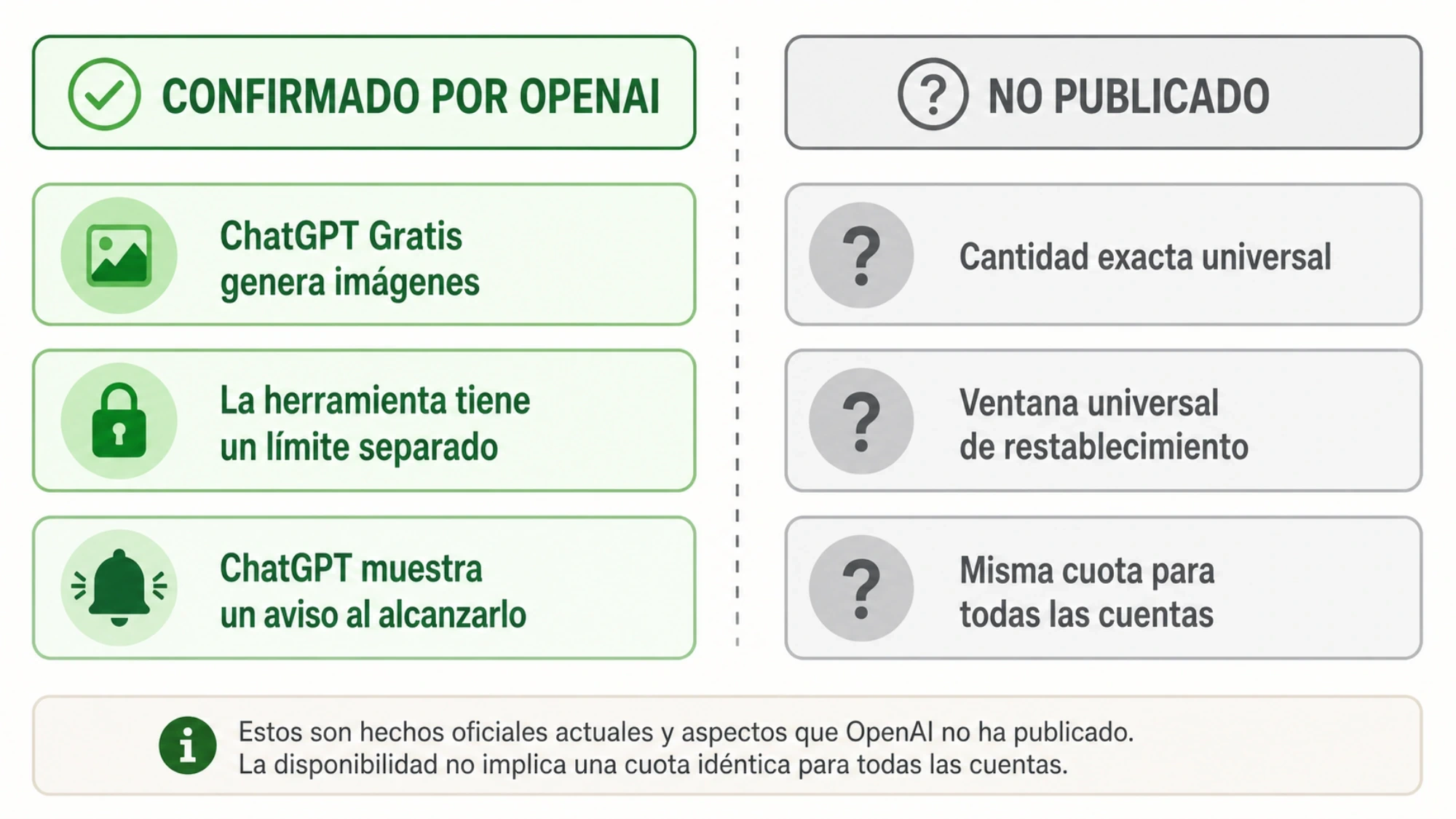 Diferencia entre la capacidad confirmada por OpenAI y la cuota que no publica