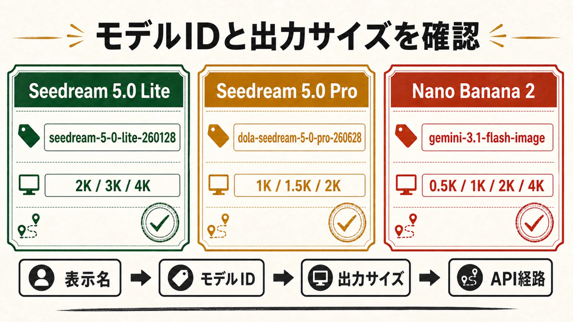 Lite・Pro・Nano Banana 2のモデルID確認図