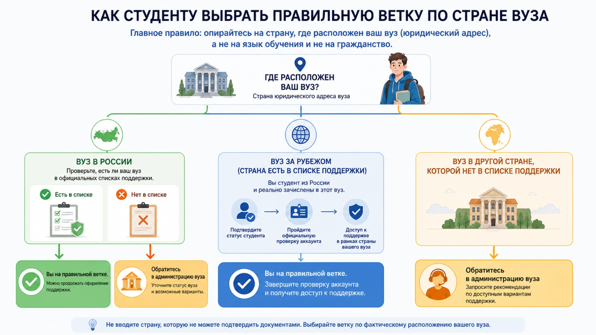 Как студенту выбрать правильную ветку по стране вуза